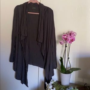 LOGO grey cardigan open front w hidden pockets